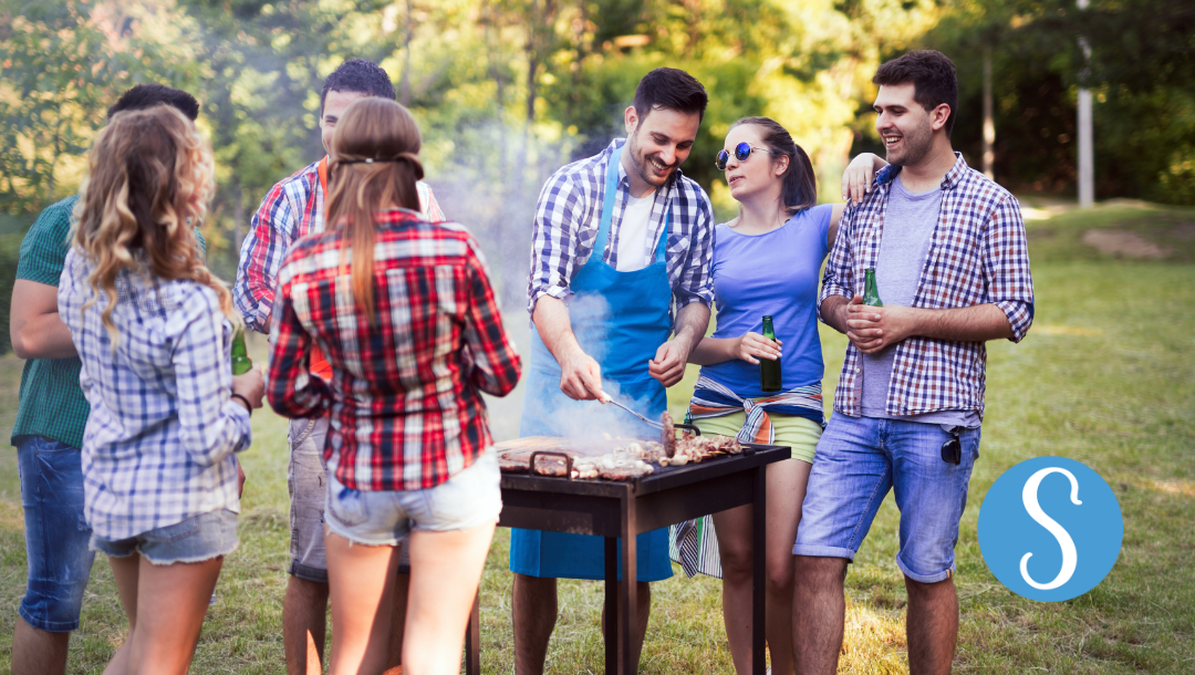 Friends socializing at a barbeque