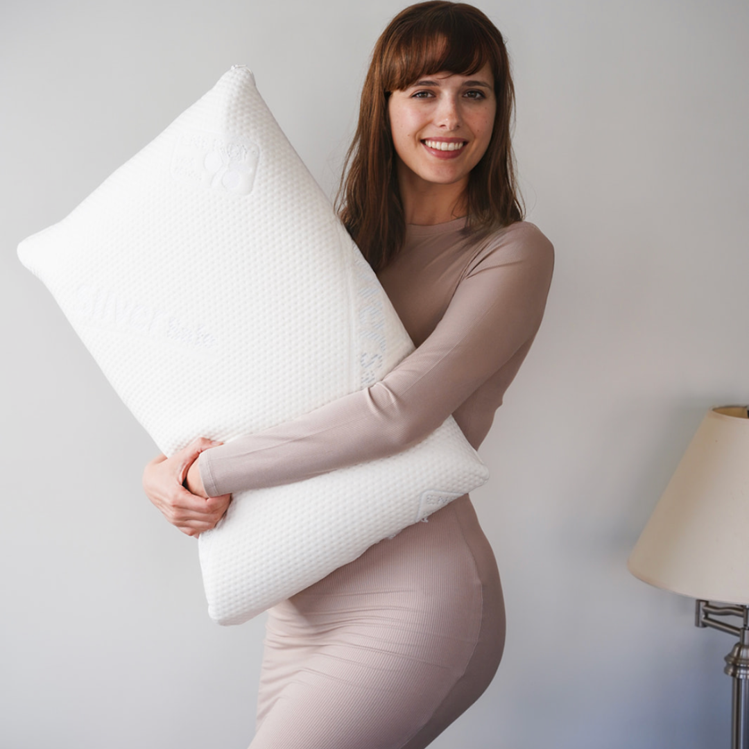 Silversafe Pillow being held by model