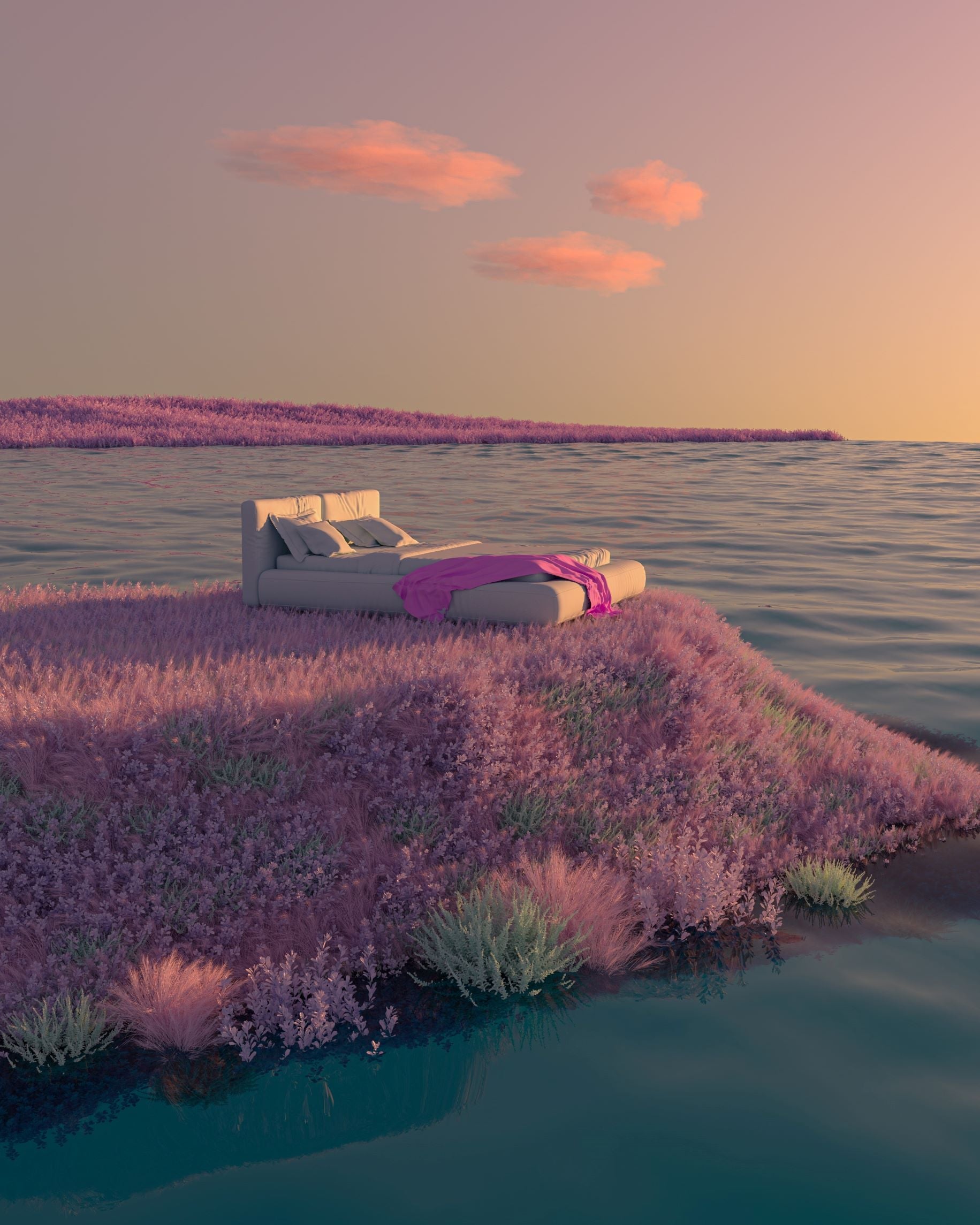 Dreamy Fuscia Pink Bed at Sea