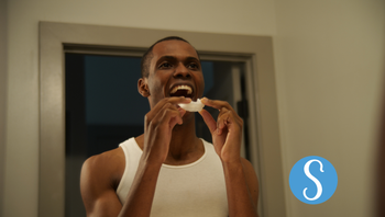 Man using a Somnofit-S mandibular advancement device